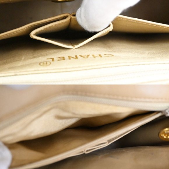 CHANEL CC Mini Matelasse Chain Shoulder Bag Leather Beige GHW Vintage 361RJ241 - Picture 10 of 15